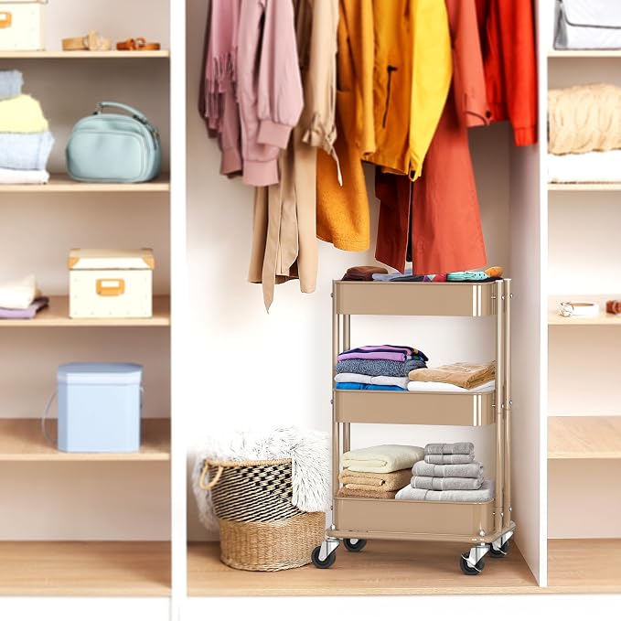 Simple Houseware 3-Tier Compact Utility Rolling Cart, Low 24” Height Fits Under - Image 7