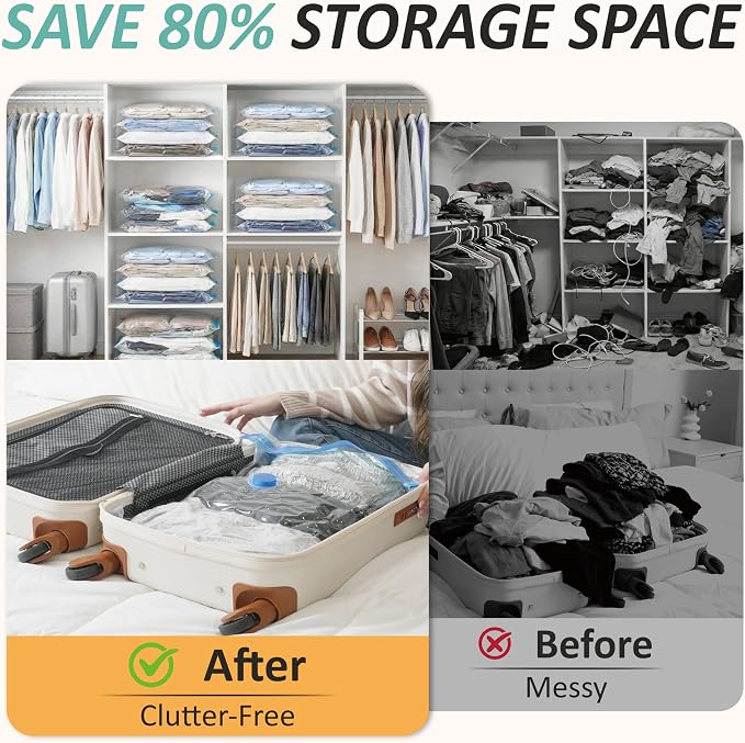 Cozy Essential Vacuum Storage Bags, 80% Compression Vacuum Seal Space Saver - Image 4