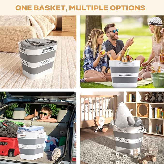 43L+43L Collapsible Laundry Baskets plastic, Pop Up Laundry hamper/Storage - Image 6