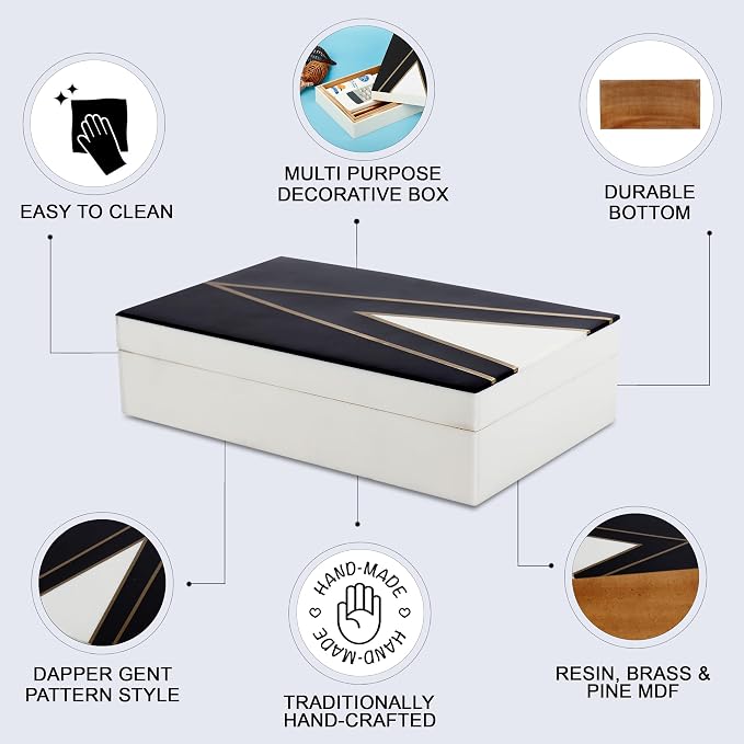 Handicrafts Home Black and White Decorative Storage Box - Image 3