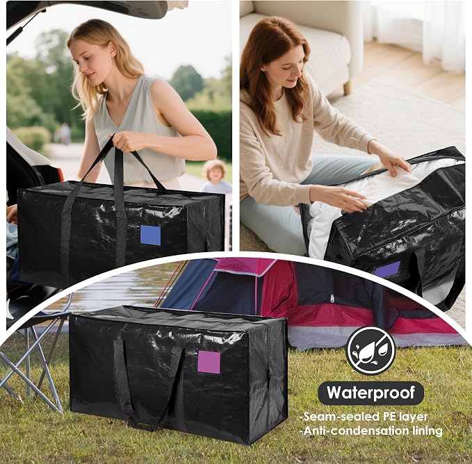 6 Pack Moving Bags with Full-Open Side Zipper, Extra Large 93L Heavy Duty - Image 8