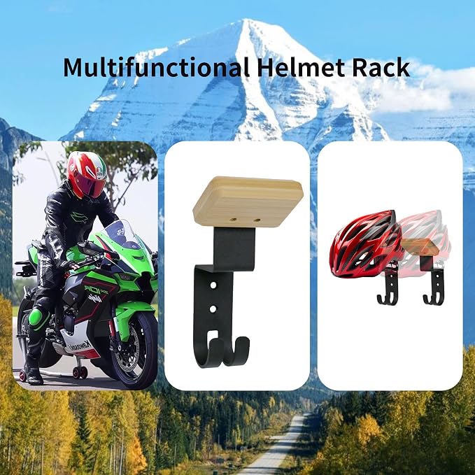 2-Pack Helmet Holder Wall Mount, Helmet Hanger, Motorcycle Gear Rack - Image 4