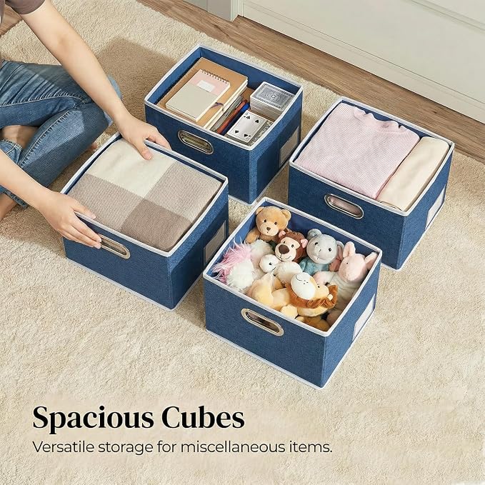 PRANDOM Storage Bins with Lids Linen Fabric Foldable Storage Boxes Organizer - Image 2