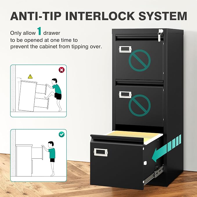 SISESOL 3 Drawer File Cabinet - Image 7