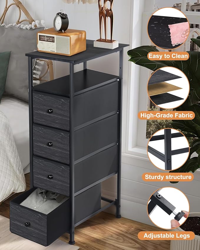 Narrow Dresser for Bedroom, Fabric Tall Dresser & Chests of Drawers - Image 8