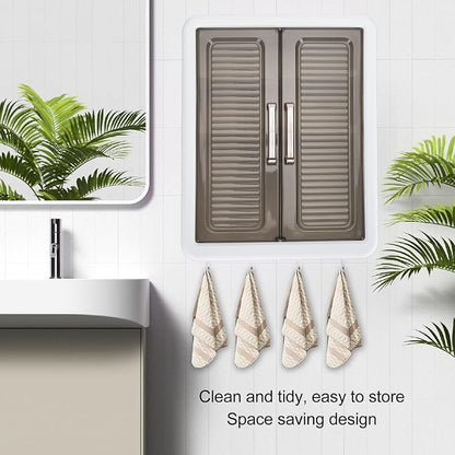 TOPINCN Wall Mounted Bathroom Cabinet, Makeup Organizer Shelf Perfume Cosmetic - Image 6