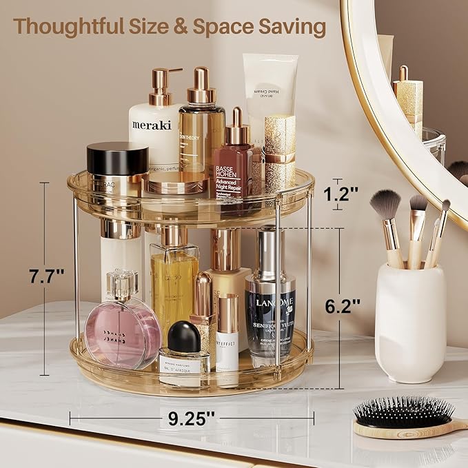 LAMU 2 Tier Lazy Susan Turntable Organizer 9.25'' Rotating Spice Rack - Image 4