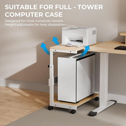 EUREKA ERGONOMIC PC Stand Computer Cart, Height Adjustable Tower Stand 2-Tier - Image 6