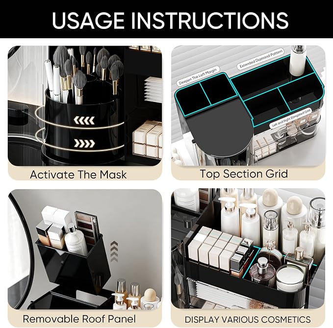 Makeup Organizer, Rotating Cosmetic Storage Organizer - Image 4