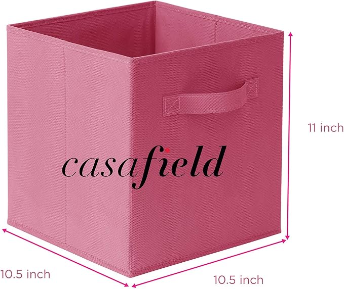 Casafield Set of 6 Collapsible Fabric Cube Storage Bins, Hot Pink - Image 7