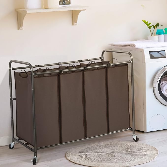 STO STO Laundry Sorter 4 Section, 4 Bag Laundry Hamper, Rolling Laundry Cart - Image 7