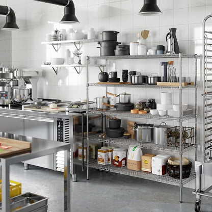 18" Deep x 54" Wide x 64" Height Wire Shelving Kit | 5-Tier | NSF Commercial - Image 6
