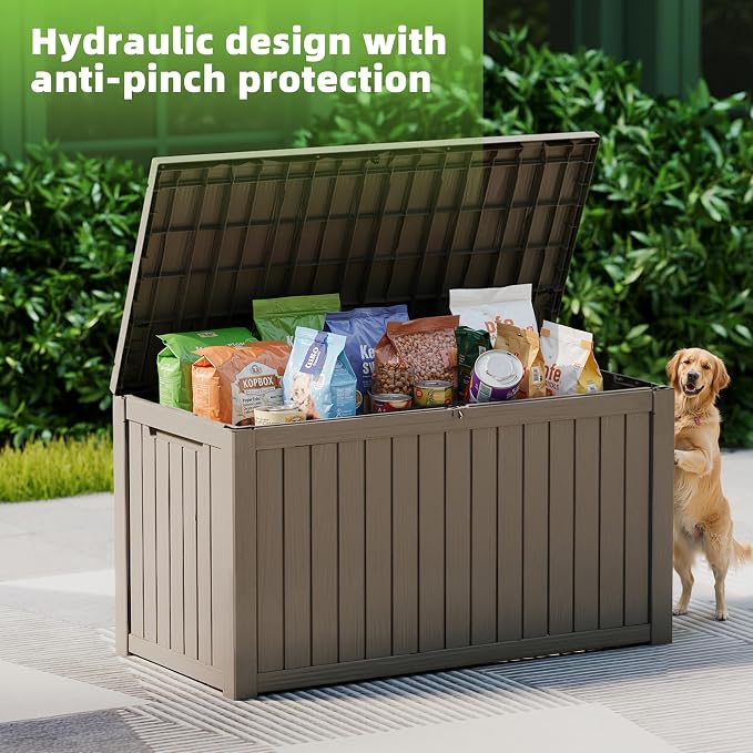 EasyUp 150 Gallon Outdoor Storage Box Waterproof, UV Resistant Resin Deck Box - Image 2