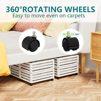 Under Bed Storage with Wheels-Large Bamboo Underbed storage Containers with - Image 8