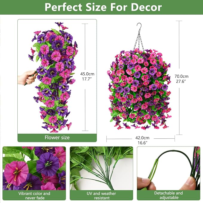 INQCMY Artificial Flowers for Outdoor Spring Summer Decoration Faux Silk - Image 2