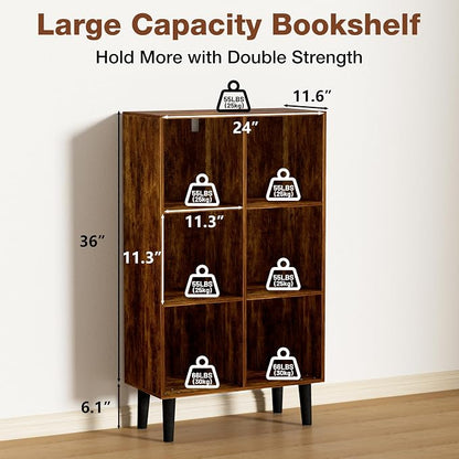 6 Cube Bookcase, Wooden Book Shelf Cube Storage Organizer - Image 3
