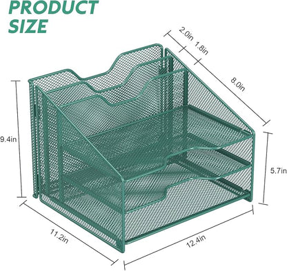 Samstar Green Desk File Organizer, Mesh Letter File Folder Holder - Image 3