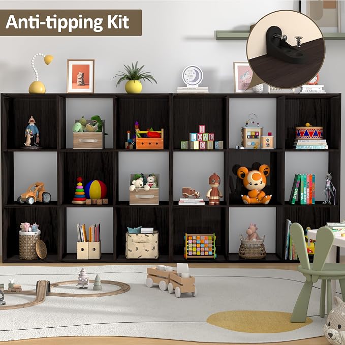 PrimeZone Stackable 9 Cube Storage Organizer: Wood Cubes Shelf Fits Cubby Bins - Image 8