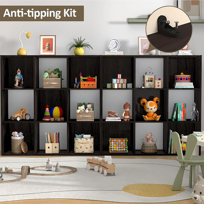 PrimeZone Stackable 9 Cube Storage Organizer: Wood Cubes Shelf Fits Cubby Bins - Image 8