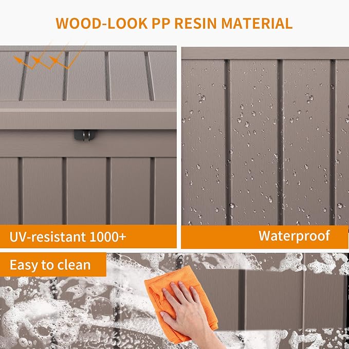 Vixzen 51 Gallon Deck Boxes Outdoor Waterproof, Lockable Resin Storage Box - Image 3