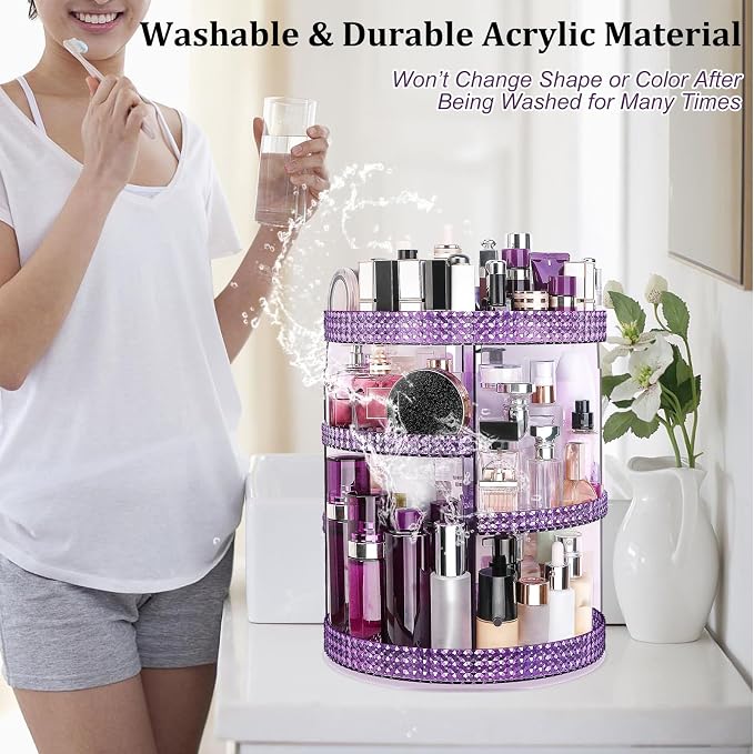 Awenia Makeup Organizer 360-Degree Rotating Plus Size, Adjustable Makeup Storage - Image 8
