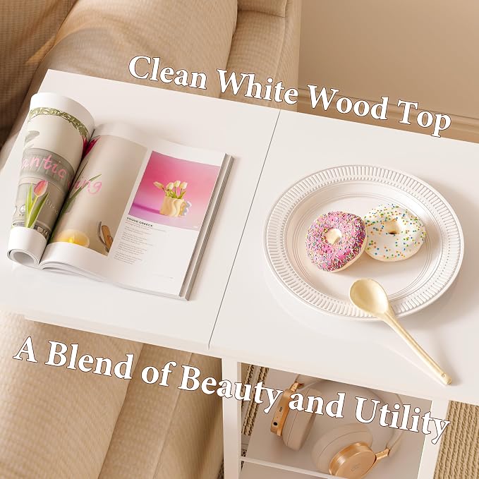 Rolling Side Table with Storage, Accent C Table - Image 5