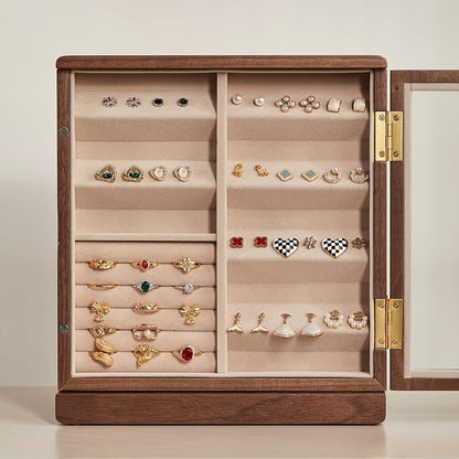 CHOSIN Black Walnut Wooden Jewelry Box, 360° Rotating Organizer - Image 8