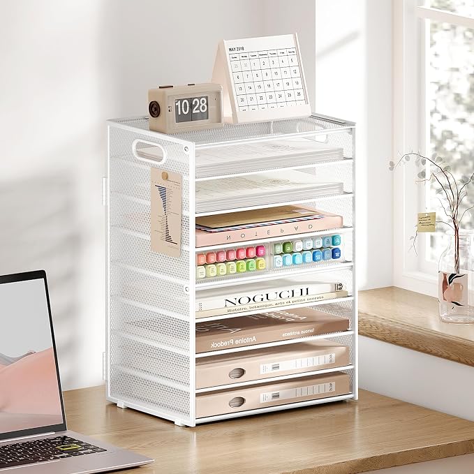 SUBEKYU 9 Tier Paper Letter Tray Desk Organizer - Image 5