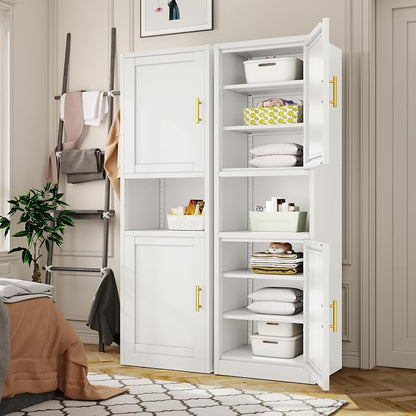 Tall Metal Narrow Bathroom Storage Cabinet 67" H, Tall White Pantry Cabinets - Image 8