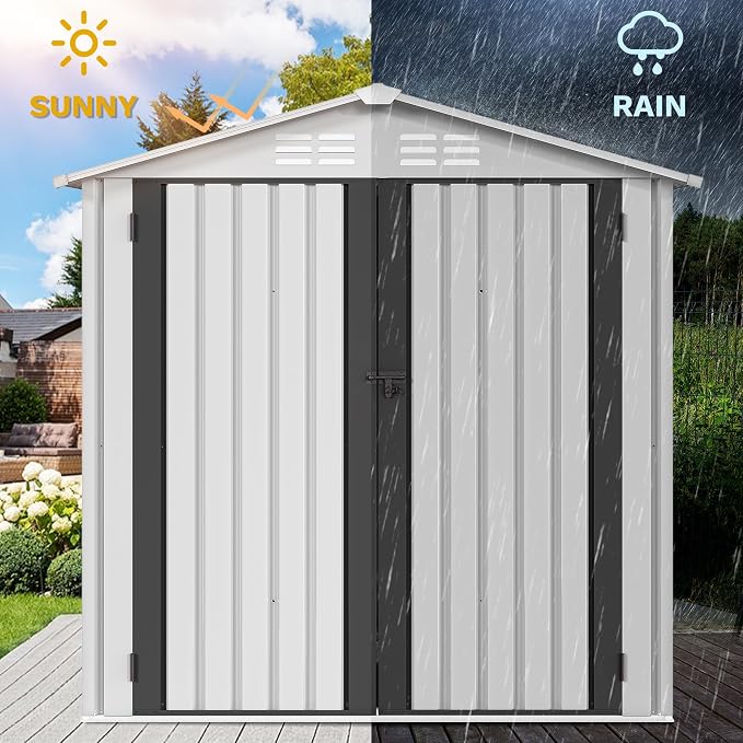 DWVO 6x4ft Storage Shed for Outdoors, Metal Sturdy Weatherproof Tool Locker - Image 3