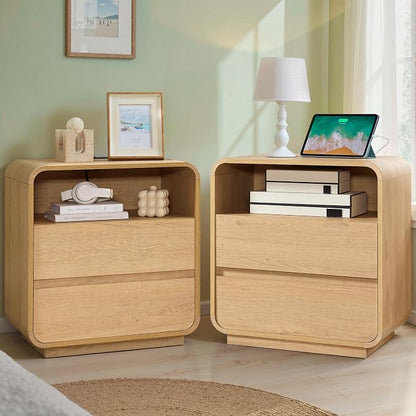 Modern Nightstand Set of 2, 23.2" Large Wood Bedside Table - Image 9