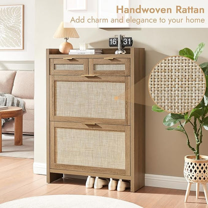 HOKYHOKY Rattan Shoe Storage Cabinet - Image 3