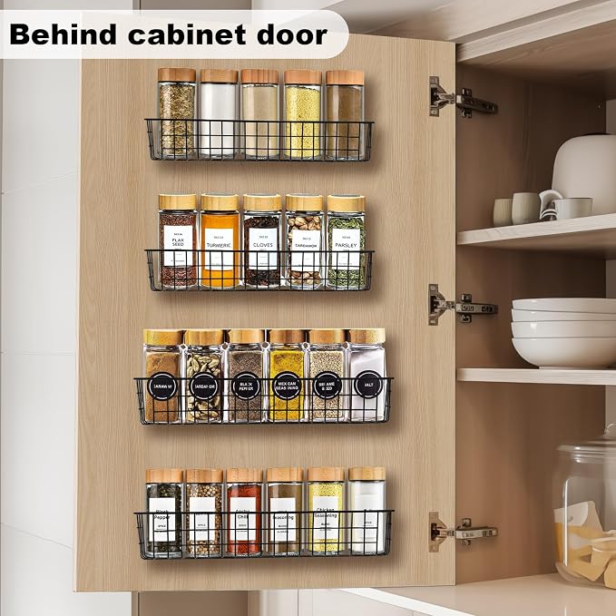Spice Rack Organizer Wall Mount, 2 Pack Black Seasoning Rack Wire Storage - Image 6