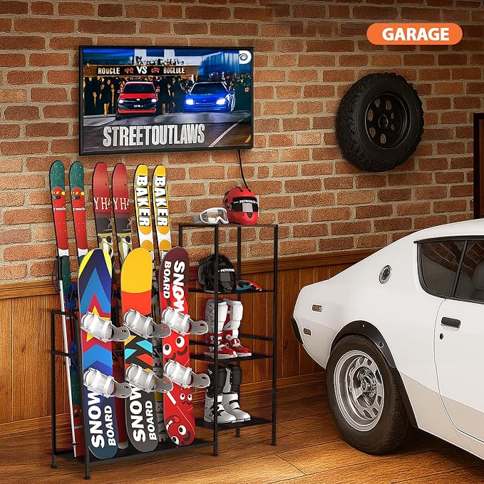 Freestanding Snowboard Rack, 4 Pair Ski, 3 Pack Snowboard, Snowboard Gear - Image 6