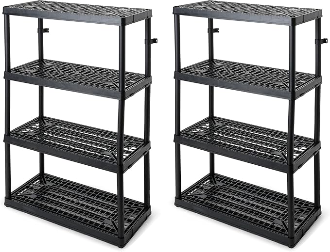 Gracious Living 2 Pack 4 Shelf Fixed Height Ventilated Heavy Duty Storage Unit by GraciousLiving