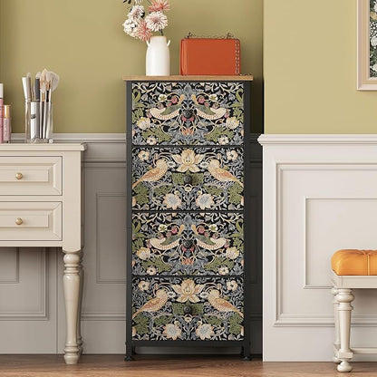 Dresser for Bedroom with 4 Drawer Strawberry Thief Dresser Vintage Storage - Image 7