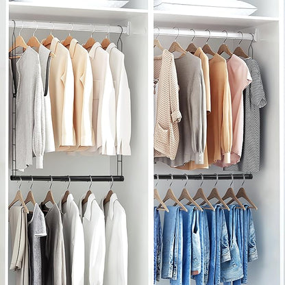 STORAGE MANIAC Hanging Closet Rod, Adjustable Width and Height Closet Hanging - Image 8