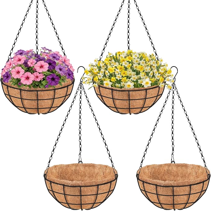 16" Large Hanging Baskets for Plants Outdoor by PIKAMAO