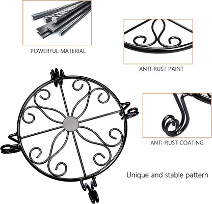 Black Plant Stand for Flower Pot Heavy Duty Potted Holder Indoor Outdoor Metal - Image 4