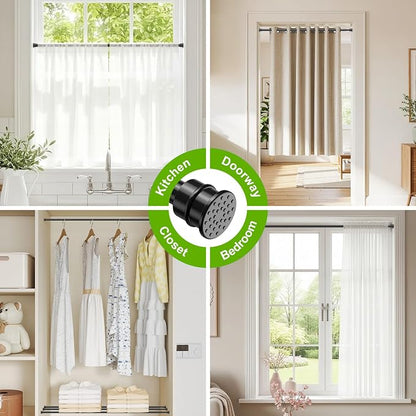 2 Pack Spring Tension Rods 28-48 Inch, No Drill Tension Curtain Rods Black | - Image 2