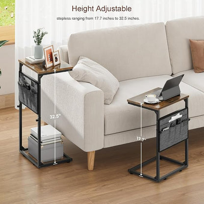 Vagusicc C Shaped End Table, Adjustable Height Small Couch Side Table - Image 5