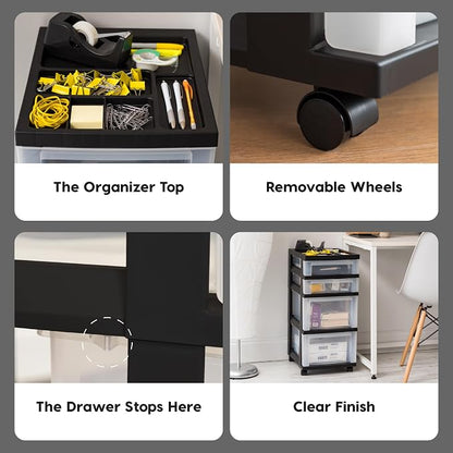 IRIS USA 4-Drawer Rolling Storage Cart, office essentials, classroom items - Image 7
