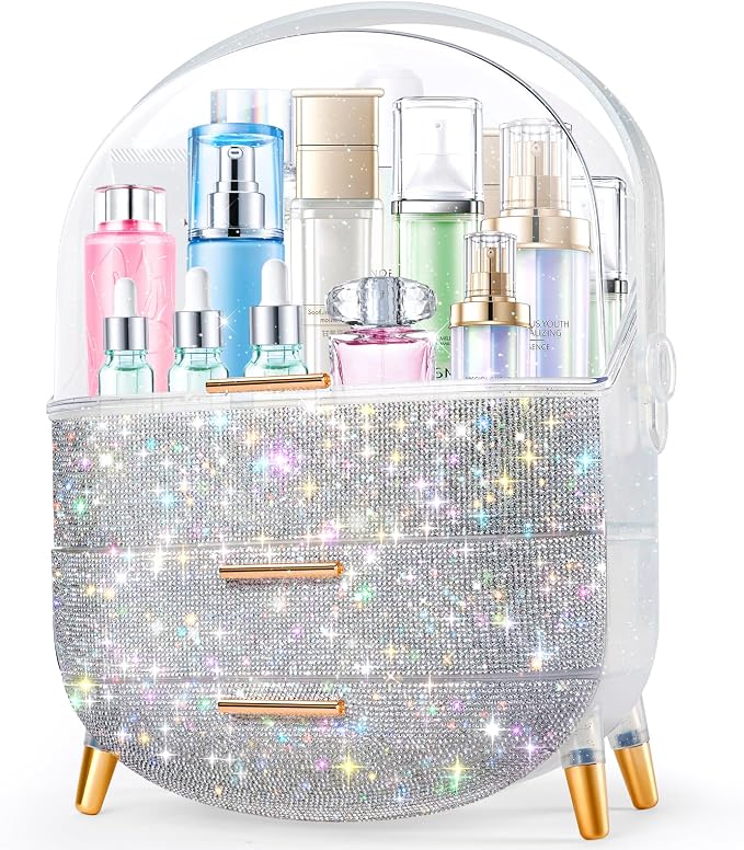 Teen Girls Gift Makeup Organizer, Skincare & Jewelry Storage, Cosmetics Display by PteslyForBetterLife