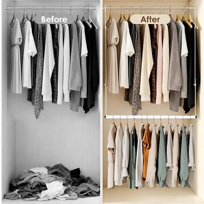 Hanging Closet Rod, Hanging Clothes Organizer, Adjustable, 2 Pack | Metal - Image 5