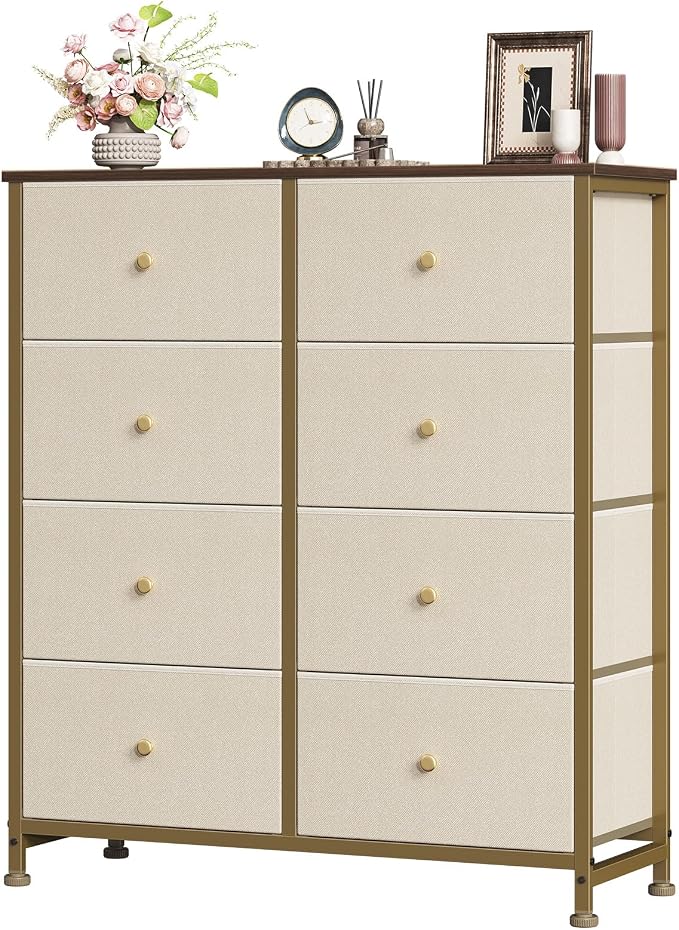 Sweetcrispy 8 Drawer Dresser for Bedroom, Organizer Storage Drawers, Khaki | by Sweetcrispy