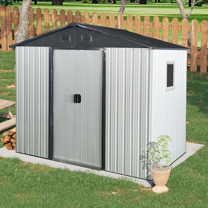 Outdoor Metal Storage Shed Window Ventilation Foundation Frame Waterproof - Image 2