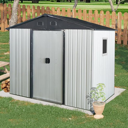Outdoor Metal Storage Shed Window Ventilation Foundation Frame Waterproof - Image 2