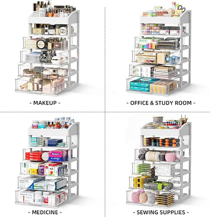 Desk Organizer with Drawers, 5 Drawers Storage Organizer, Desktop Storage - Image 4
