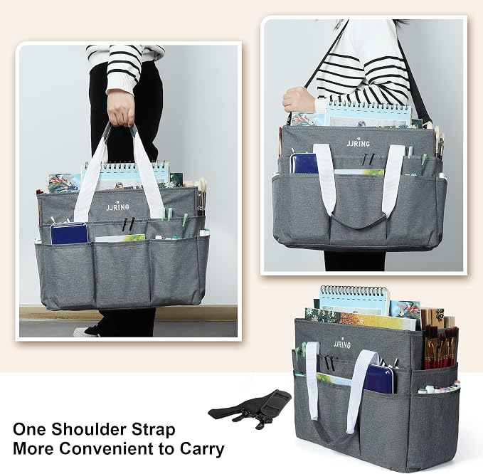 JJRING Craft Organizer Tote Bag, Large Art Storage Caddy - Image 5