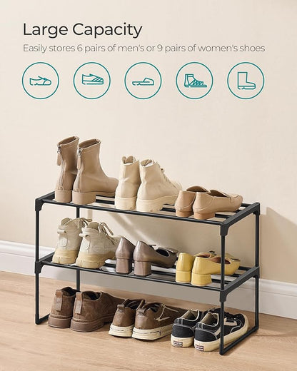 SONGMICS Shoe Rack, 2-Tier Shoe Organizer, Metal Storage Shelf, Upright or - Image 6